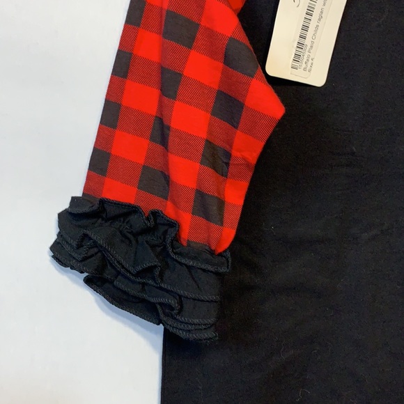 Buffalo plaid child’s raglan with ruffles - Picture 2 of 4